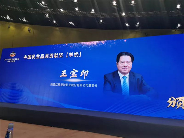 王宝印被授予“2019中国乳业品类贡献奖（羊奶）”